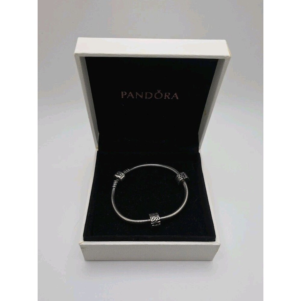 Authentic Sterling Silver 925 Pandora Bracelet Barrel Clasp w/ 2 Stoppers 7 in